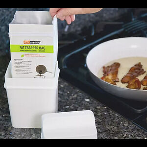 Range Kleen Fat Trapper Grease Container with 12 Trapper Bags Gray